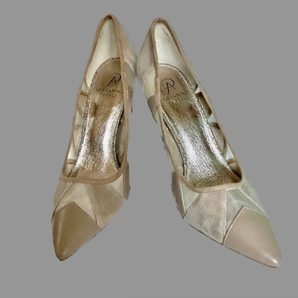 Adrianna Papell suede and mesh beige pumps high heels shoes Women 8M